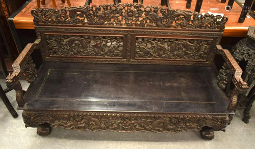 A RARE LARGE 19TH CENTURY CHINESE HONGMU HARDWOOD BENCH Qing...