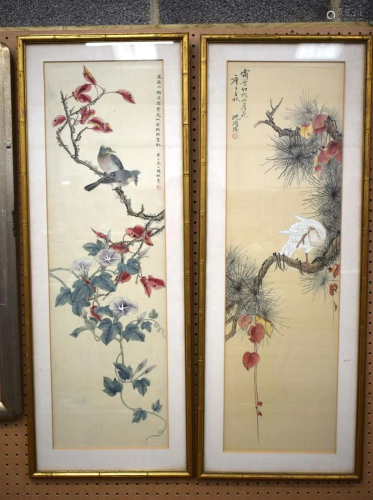 A PAIR OF CHINESE REPUBLICAN PERIOD WATERCOLOURS. 109 cm x 4...