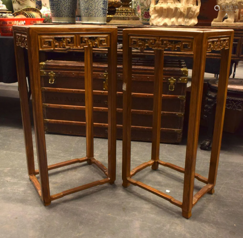 A PAIR OF EARLY 20TH CENTURY CHINESE CARVED HARDWOOD RECTANG...