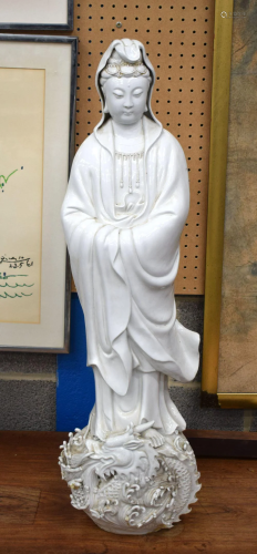 A VERY LARGE CHINESE REPUBLICAN PERIOD BLANC DE CHINE FIGURE...