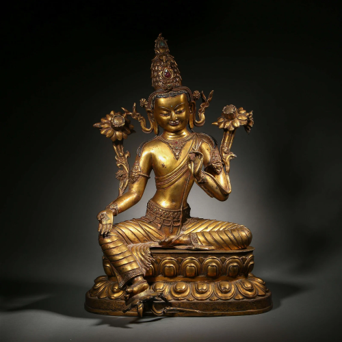 A Tibetan Bronze-gilt Figure of Green Tara