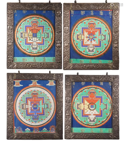 A Set of Four Mongolian Thangka