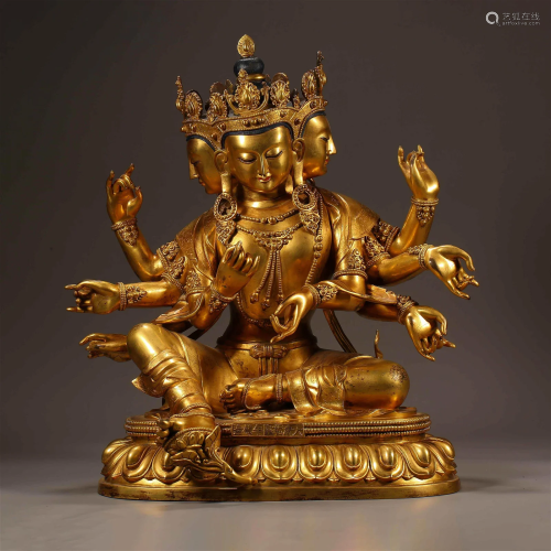 A Tibetan Bronze-gilt Figure of Ushnishavijaya