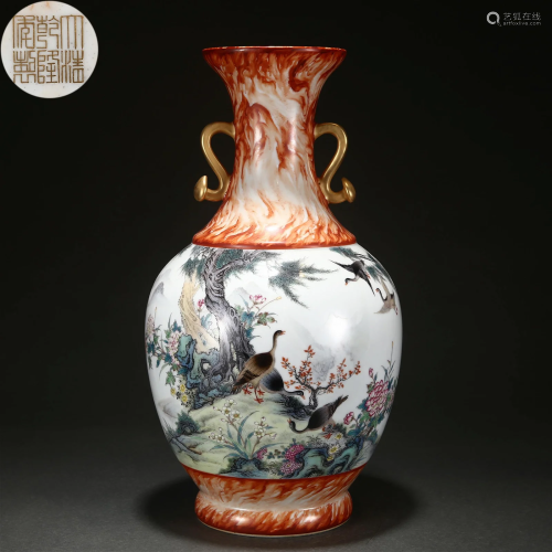 A Chinese Famille Rose Birds Vase