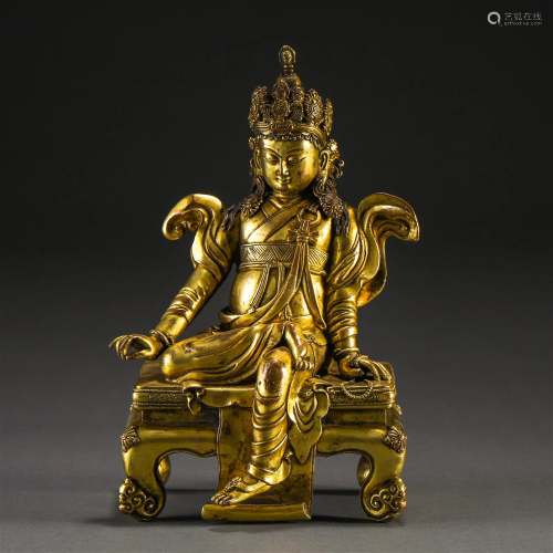 A Tibetan Bronze-gilt Bodhisattva