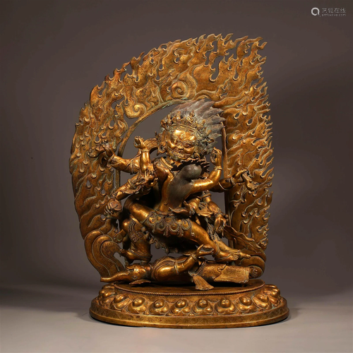 A Tibetan Bronze-gilt Figure of Mahakala