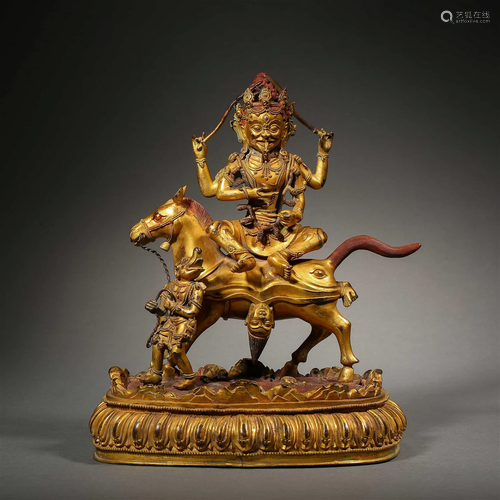 A Tibetan Bronze Gilt Figure of Palden Lhamo