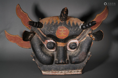 A Tibetan Wooden Tiger Mask