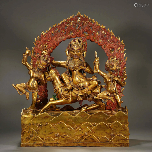 A Tibetan Bronze-gilt Figure of Palden Lhamo