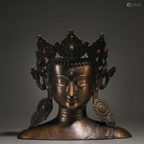 A Tibetan Bronze Bodhisattva Head