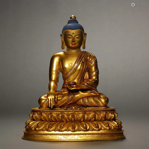 A Tibetan Bronze-gilt Figure of Shakyamuni