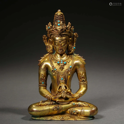 A Tibetan Bronze Gilt Figure of Amitayus