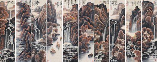 Ten Pages of Chinese Scroll Painting By Li Keran