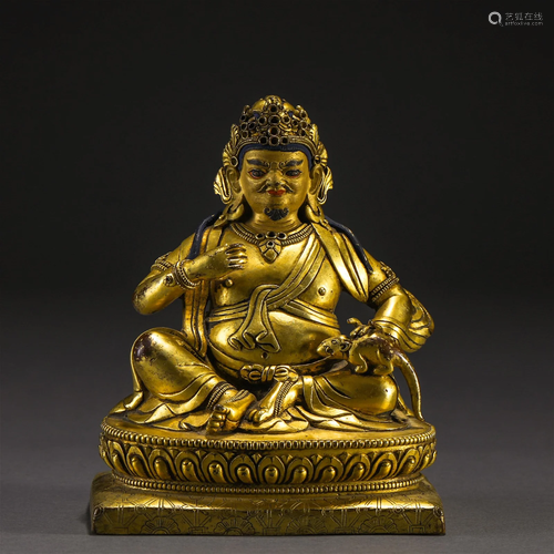 A Tibetan Bronze-gilt Jambhala