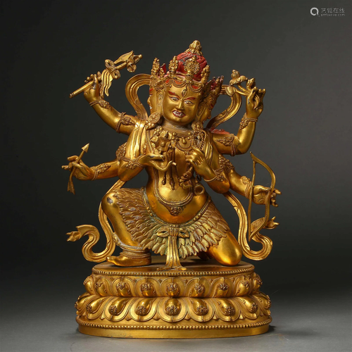 A Tibetan Bronze-gilt Figure of Parnashavari