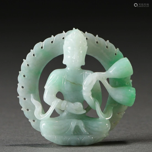 A Chinese Carved Jadeite Bodhisattva