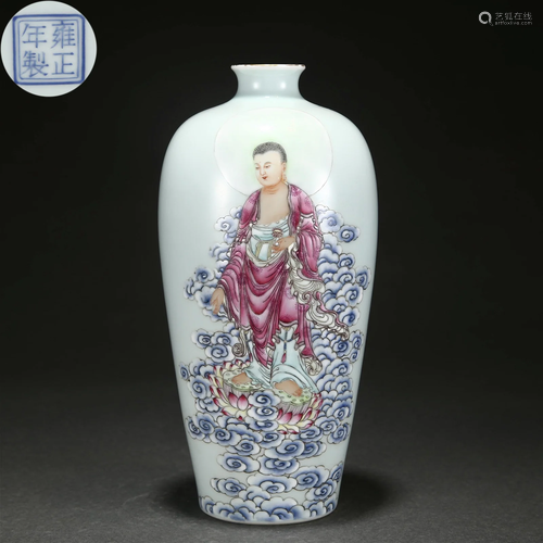 A Chinese Famille Rose Bodhisattva Vase