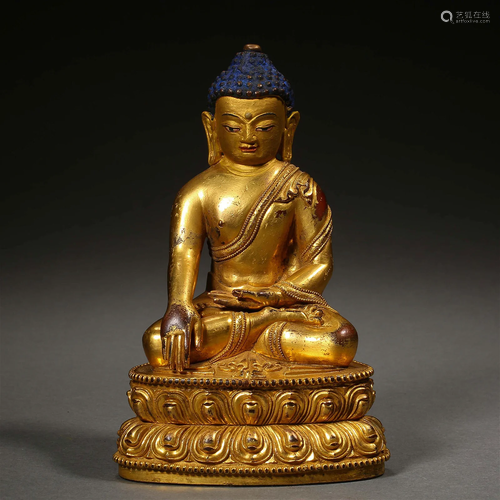 A Tibetan Bronze-gilt Figure of Shakyamuni