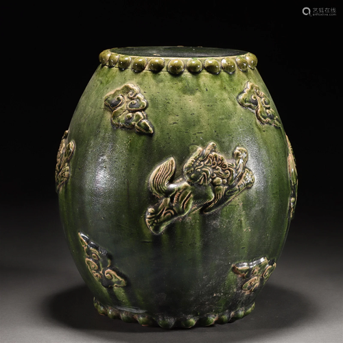 A Chinese Green Glaze Pottery Decoration