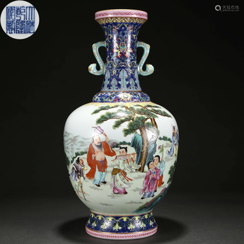 A Chinese Famille Rose Figural Story Vase