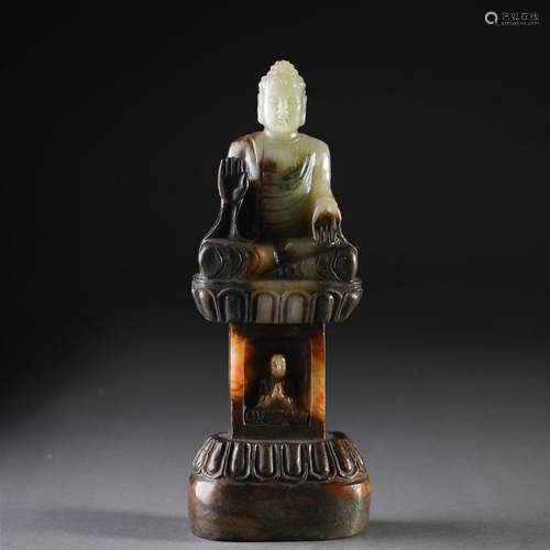 A Chinese Carved Jade Buddha