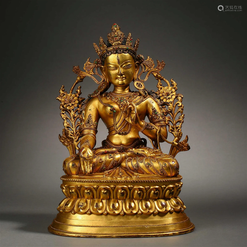 A Tibetan Bronze Gilt Figure of White Tara