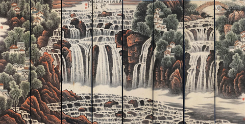 Eight Pages of Chinese Scroll Painting By Li Keran