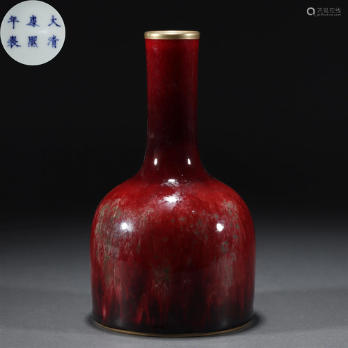 A Chinese Peach Bloom Glaze Bell Shaped Vase