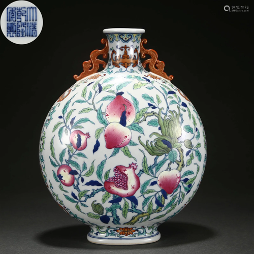 A Chinese Doucai Glaze Vase Bianhu