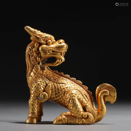 A Chinese Bronze-gilt Kylin