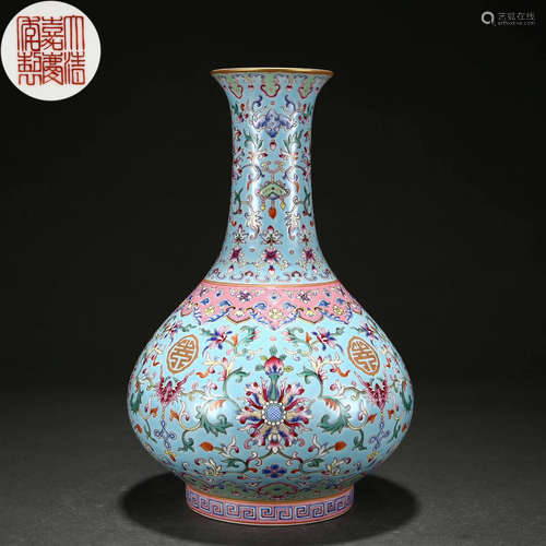 A Chinese Famille Rose Bottle Vase