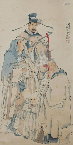 A Chinese Scroll Painting By Ren Bonian