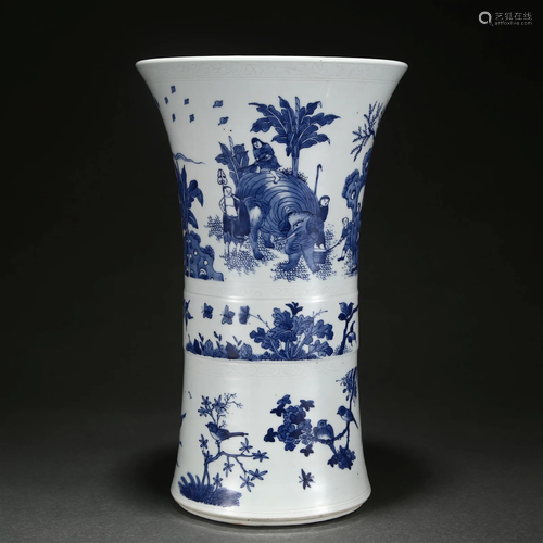 A Chinese Blue and White Beaker Vase Gu