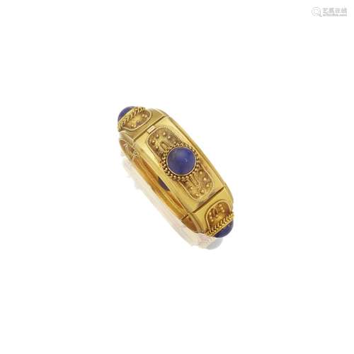 A GOLD AND LAPIS LAZULI BRACELET, FRANCE, LATE 19TH CENTURY