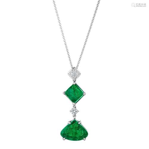 AN EMERALD AND DIAMOND PENDANT, ITALY