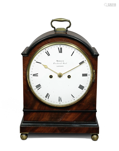 A good early 19th century mahogany break-arch table clock wi...