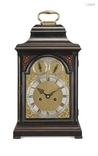 A good mid 18th century ebonised table clock with trip repea...