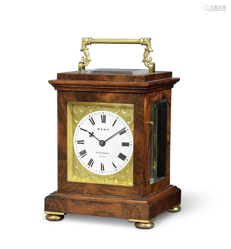 A good mid 19th century rosewood bell-striking travel clock ...