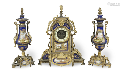 An early 20th century French gilt metal and Sevres style &#x...