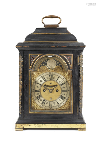 A first half of the 18th century ebonised table clock with p...