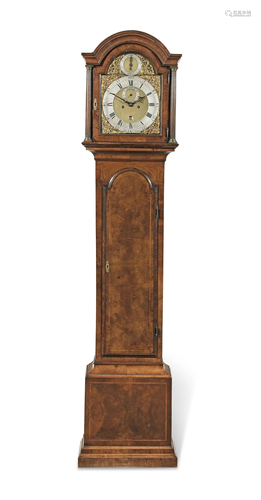 A good mid 18th century featherbanded walnut longcase clock ...