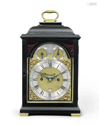 A GOOD MID-LATE 18TH CENTURY EBONISED TABLE CLOCK, WITH ASSO...