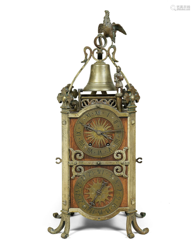 A rare late 19th century French neo-Gothic oak table clock w...