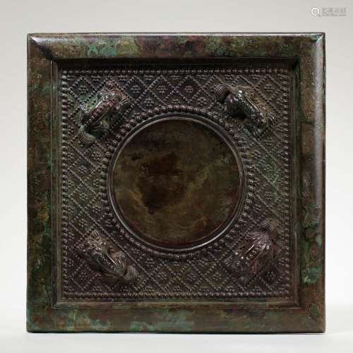 CHINA'S WAR AND HAN DYNASTY BRONZE SQUARE MIRROR