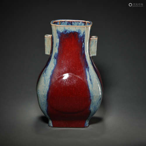 CHINESE QING DYNASTY WARE VARIABLE-GLAZED LONG-MOUTHED VASE