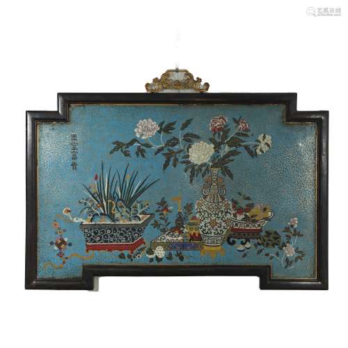 CHINESE QING DYNASTY CLOISONNE HANGING SCREEN