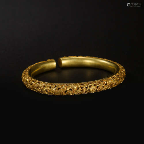CHINESE TANG DYNASTY PURE GOLD BRACELET