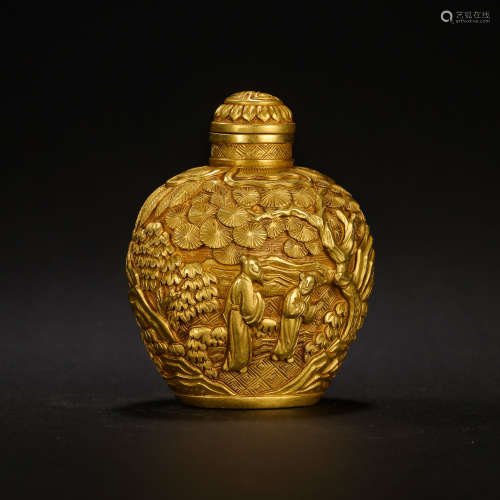 CHINESE TANG DYNASTY PURE GOLD SNUFF BOTTLE