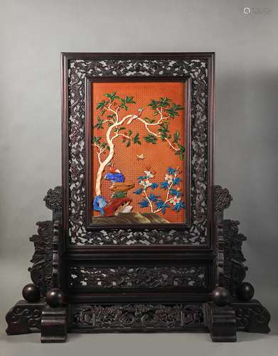 China Qing Dynasty Interstitial with rosewood inlaid with ma...