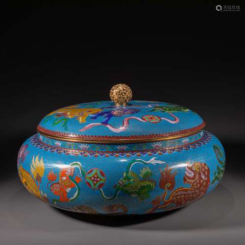 China Qing Dynasty Qianlong style Cloisonne jar with lid